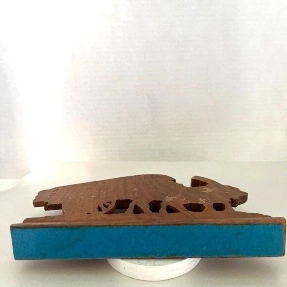 Vtg Artisan‎ Handcrafted Bullock Cart Oxen Rider Carving Wood Figurine Folk Art